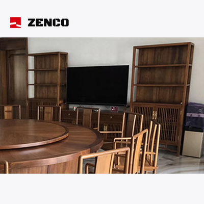 Masywny drewno Chiński Styl Set jadalny z obracającym się stołem 12 krzesła i 2 szafki wina