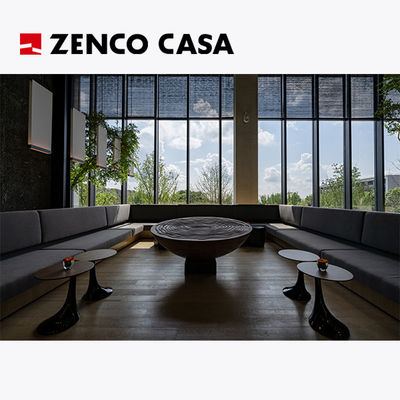 Meble hotelowe do wypoczynku stałe dla wielu osób Sofa w stylu Wabi Sabi Stolik kawowy z drewnianym filarem