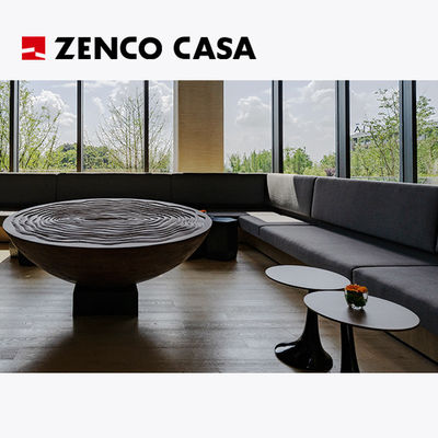 Meble hotelowe do wypoczynku stałe dla wielu osób Sofa w stylu Wabi Sabi Stolik kawowy z drewnianym filarem