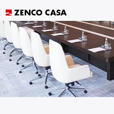 Zestaw mebli hotelowych do sal konferencyjnych Białe fotele i duży stół konferencyjny