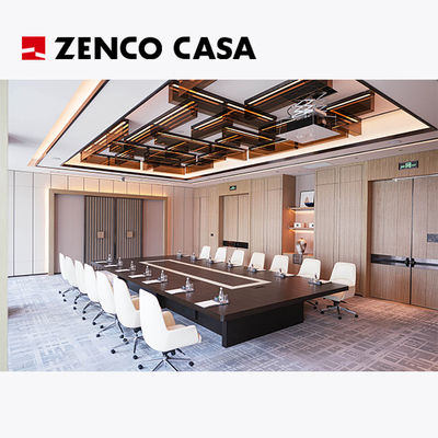 Zestaw mebli hotelowych do sal konferencyjnych Białe fotele i duży stół konferencyjny