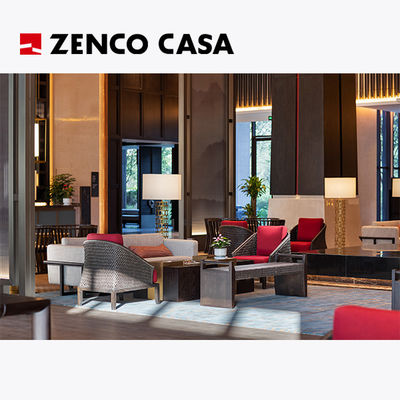 Meble w lobby hotelowym w stylu chińskim, w tym sofy i krzesła lounge itp.