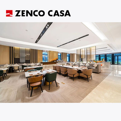Hotel Restaurant Furniture High-End Custom Leather Dining Chairs And Marble Dining Table Combination