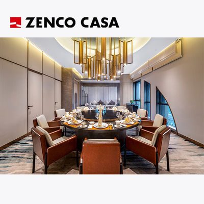 Hotel Restaurant High-End Custom Leather Chairs And Marble Rotatable Dining Table