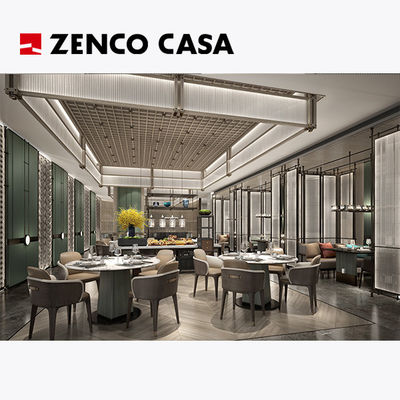 Zestaw mebli hotelowych restauracji zawiera skórzane krzesło jadalne i marmurowy okrągły stół jadalny